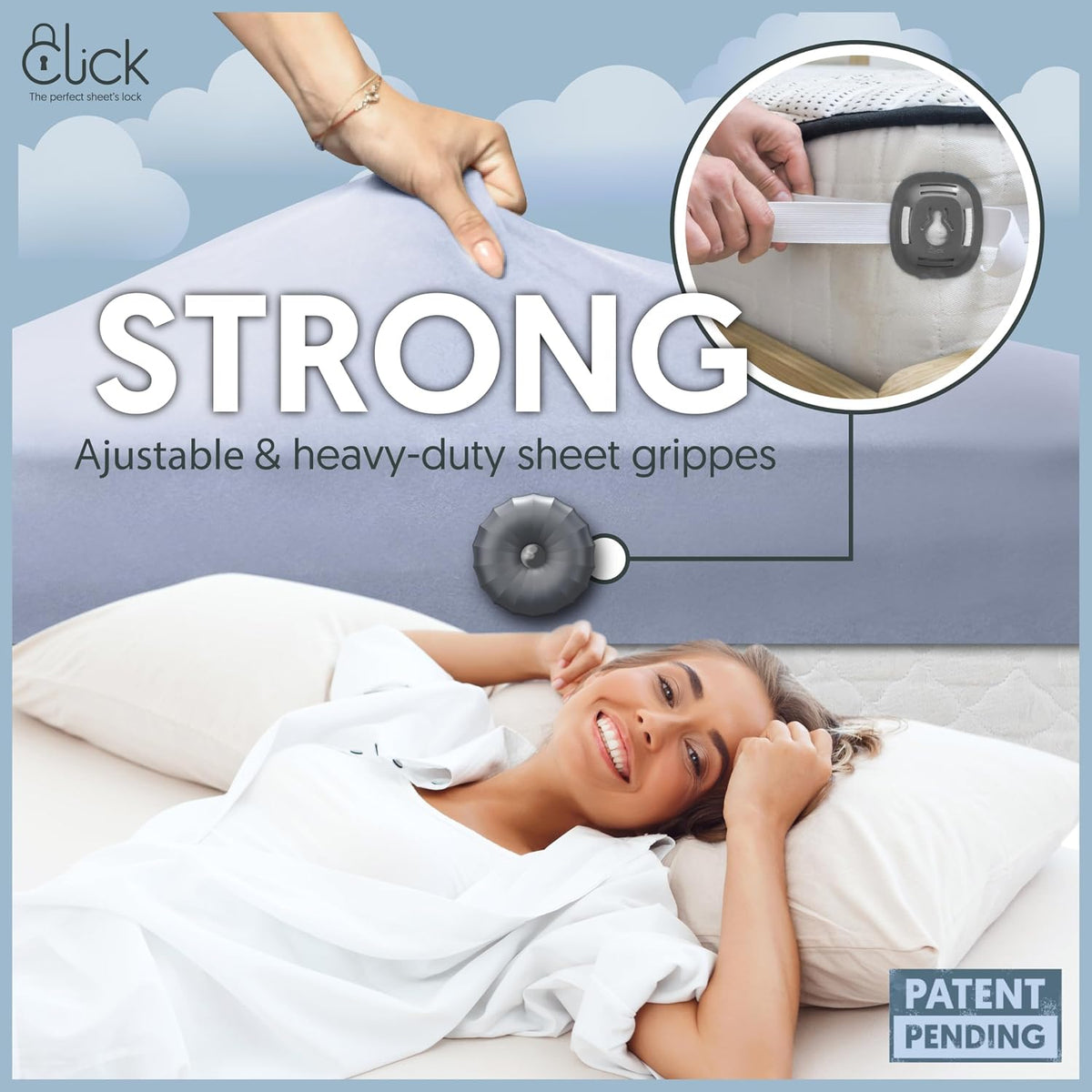 Click Bed Sheet Holder Clips & Straps Keep Sheets on Single & Twin Mattress