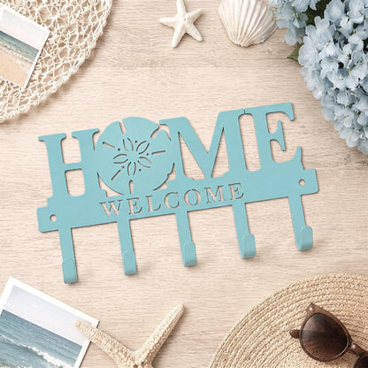Key Holder Wall Mount Paw Print Metal Key Hooks Organizer Dog Leash Holder with 5 Hooks Rustic Farmhouse Decorative Welcome Home Wall Decor for Entryway Bathroom Dog Lover 9.8 Inch