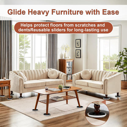 New Upgrade Furniture Sliders: Multi-Surface 3-in-1 Furniture Movers Slider | Heavy Moving Pads with 8PCS 4.3" Carpet Sliders + 4PCS Hard Floor Socks + 1 Lifter - Protect Floor and Easily Move Furniture