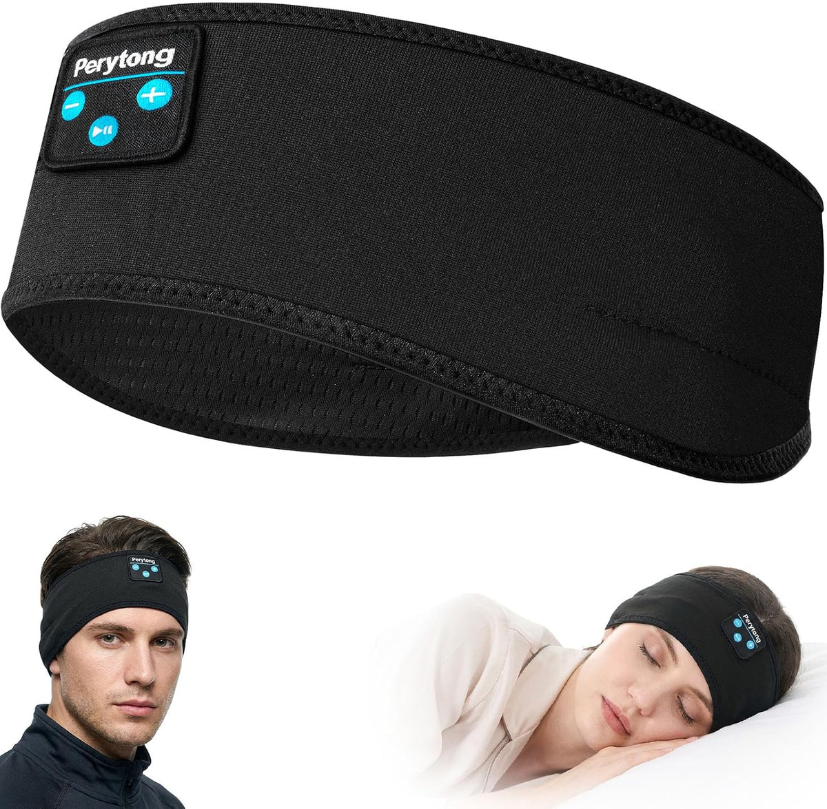 Perytong Sleeping Headphones Bluetooth Headband, Soft Long Time Play Sleeping Headsets with Built in Speakers Perfect for Workout,Running,Yoga,Travel, Darkgray
