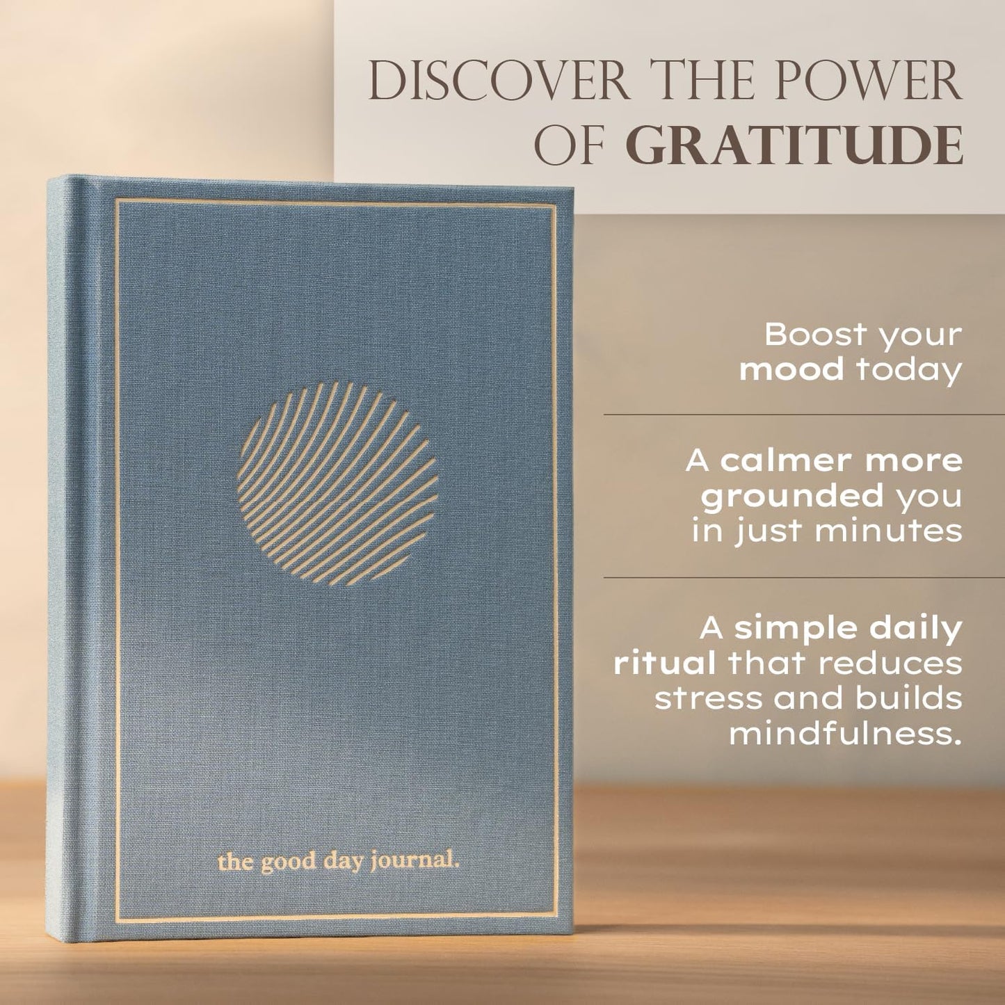 ANECDOTE. Gratitude Journal – The Good Day Journal for Happiness, Mindfulness and Reflection, Feel Happier and Less Stressed, Inspirational Daily Journal for Women & Men - Cream