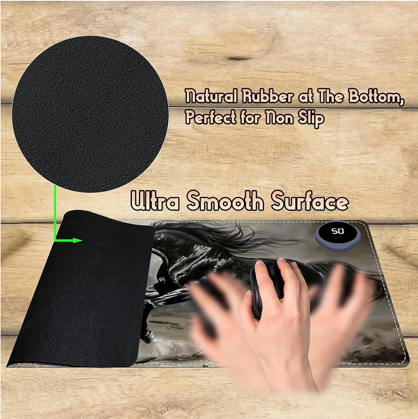 Heated Desk Pad Heated Large Mouse Pad, Electric Quickly Warm Desk Mat with 3 Levels Heating 3 Hours Auto Shut-Off, 31.5" x 13" Warm Gaming Mousepad Hand Foot Warmer, Baby Elephant