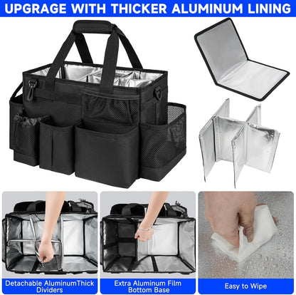 Cleaning Caddy Bag, Extra Large Cleaning Supply Bag for Housekeepers,Black | Sturdy Cleaning Caddy Organizer for Cleaning Supplies with Handle and Adjustable Shouder Strap, Easy to Clean Design