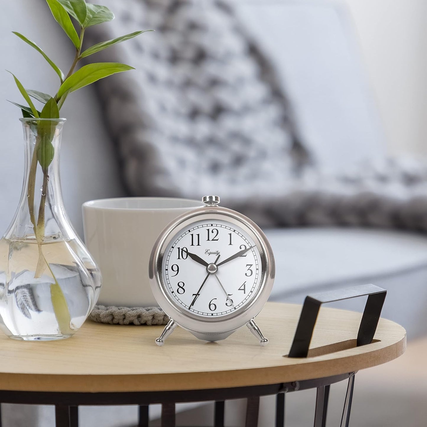 Equity 25655 Small Silver Metal Alarm Clock
