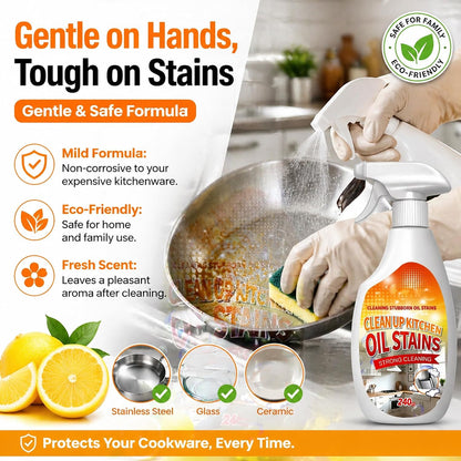 2 PCS Clean Up Kitchen Oil Stains Spray, Kitchen Cleaner Spray, Heavy Oil Cleaner Stain, All-Purpose Cleaning Spray for Kitchens Oil Stain Remover - 240ML/8.45 FL.Oz