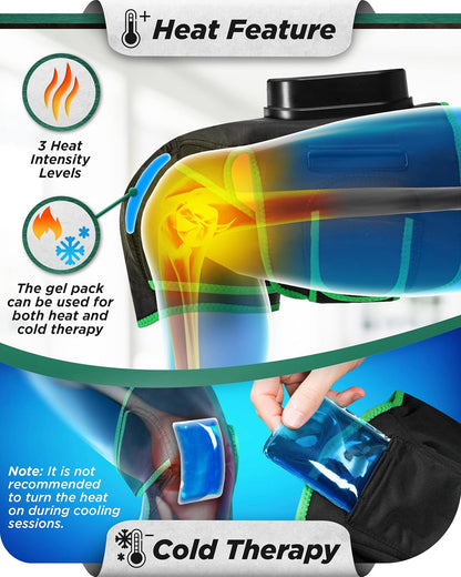 Lunix LX4 FSA Cordless Knee Massager with Heat, Compression & Vibration, Rechargeable Wrap for Knee, Calf & Thigh, Hot/Cold Therapy Option, Touchscreen Control for Everyday Comfort, Charcoal Black