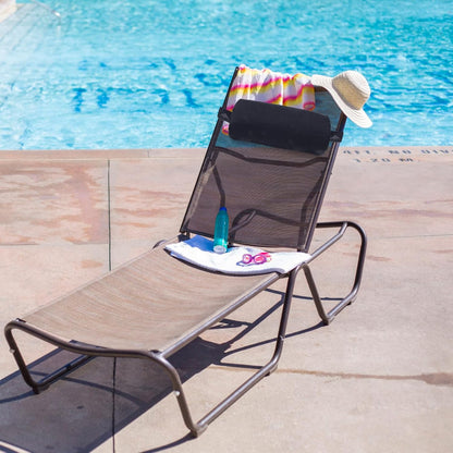 Outdoor Recliner Chair Pillow Neck Support Headrest Cushion for Beach Lounger with Removable Padding Navy Blue Durable Fabric