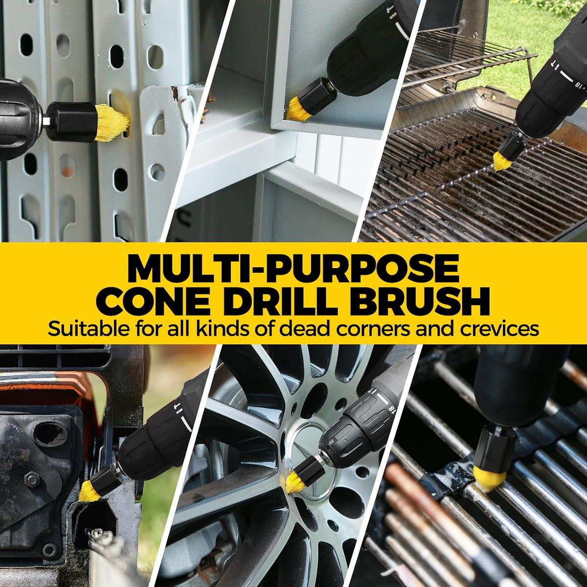 Holikme 9Pack Drill Brush Attachments Set，Power Scrubber Kit for Clean