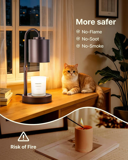 CASTLELIFE Dimmable Candle Warmer Lamp with Timer, Height Adjustable Candle Warmer for Jar Candles, Electric Wax Melt Warmer for Home Decor House Warming Gifts, Birthday Gifts for Women, Black Clear