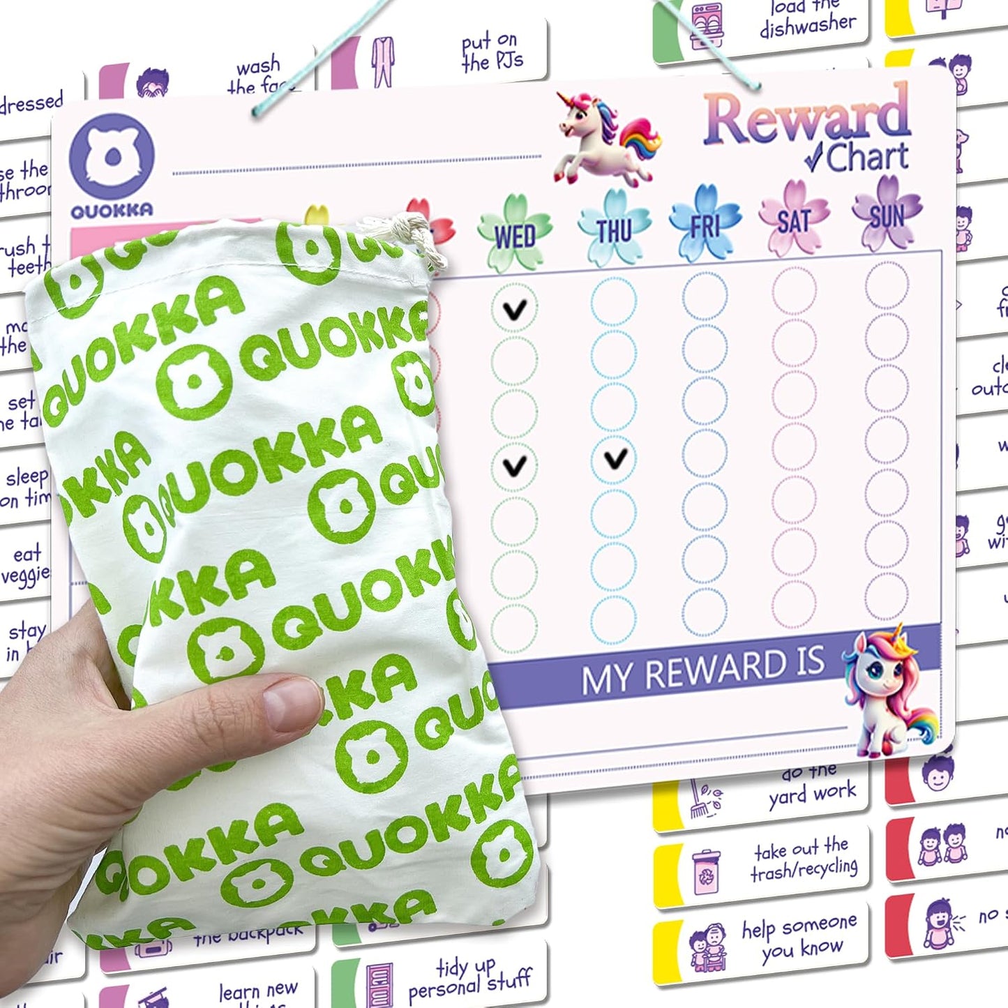 Magnetic Chore Chart for Kids - Reward Behavior Chart for Kids at Home | Dry Erase Morning Routine Schedule Board - Responsibility Star Chart for Toddlers 3-5 - 48 Magnets and 49 Stars