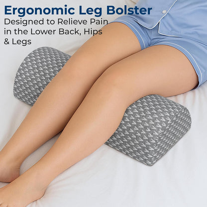 5 STARS UNITED Knee Pillow for Back Sleeping – Half Moon Bolster Pillow for Legs, Under Knee Pillow for Sleeping on Back, Memory Foam Leg Pillow for Back Pain, White