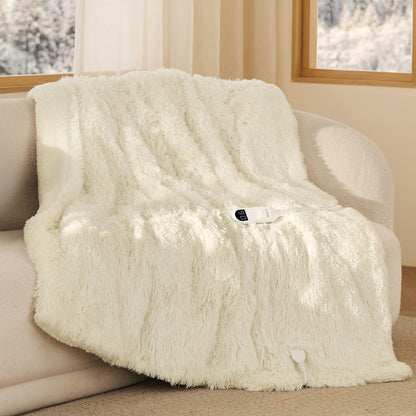 Bedsure Heated Blanket Throw Blanket with Preheat Function - Fast Heating Electric Blanket, Soft Flannel Throw with 6 Time Settings(Up to 10H), 6 Heating Settings, Gifts for Grandma (50"x60", Grey)
