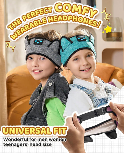 KIDSBAND Kids Bluetooth Headphones, Sleep Headband [Wireless & Wired Playback 2in1] Foldable Headphones for School/Travel/Tablet/Sleep