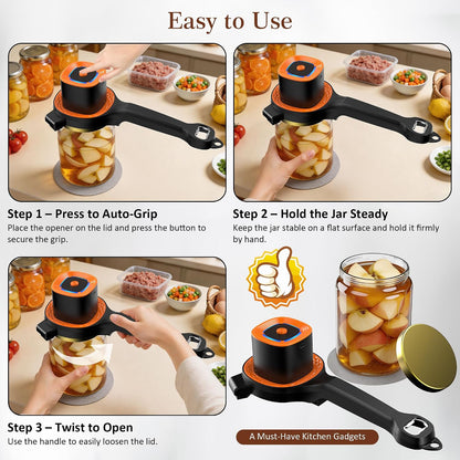 Electric Jar Opener for Seniors with Auto-Adjusting Gripper,Fit 1"-3.5" Cap | Rechargeable Jar & Bottle Openers for Weak Hands and Arthritis, Easy Twist Off Lid Opener with Rubber Gripper Pad，Red