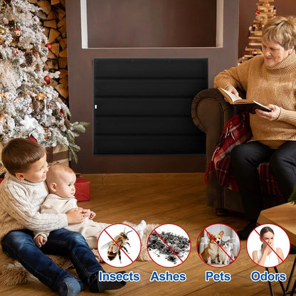 Magnetic Fireplace Draft Stopper Cover 39" x 32" - Indoor Winter Insulation Blanket to Block Cold Air & Heat Loss - Fits Metal Frames Only (NOT for Brick/Stone)