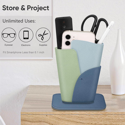 FINTIE Eyeglasses Holder, Vegan Leather Glasses Stand Case For Nightstand | Nightstand Glasses Holder, Desktop Organizer, For Glasses/Remote/Pen Storage, Small Item Storage, Anti-Scratch