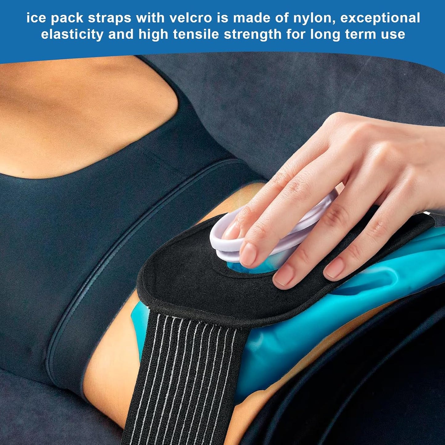 4 Pcs Ice Pack Strap, Adjustable Support Wrap, Ice Pack Wrap Extender Straps, Multipurpose Elastic Hook and Loop Extension Strap, Ice Bag Strap for Wrists, Arms, Waists, Knees Ice Belt, 41 Inches