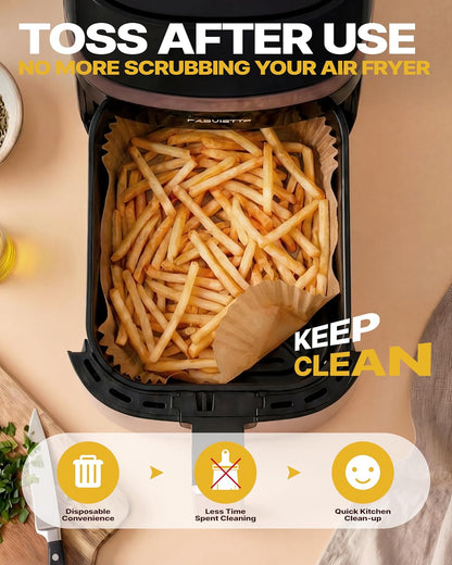 Katbite Air Fryer Liners, 8.6 x 5.5 Inch for Dual Basket Fryers, 220 Count | Disposable oil-proof parchment liners for dual basket air fryers; Compatible with Foodi DZ201, DZ401 and FG551 models.