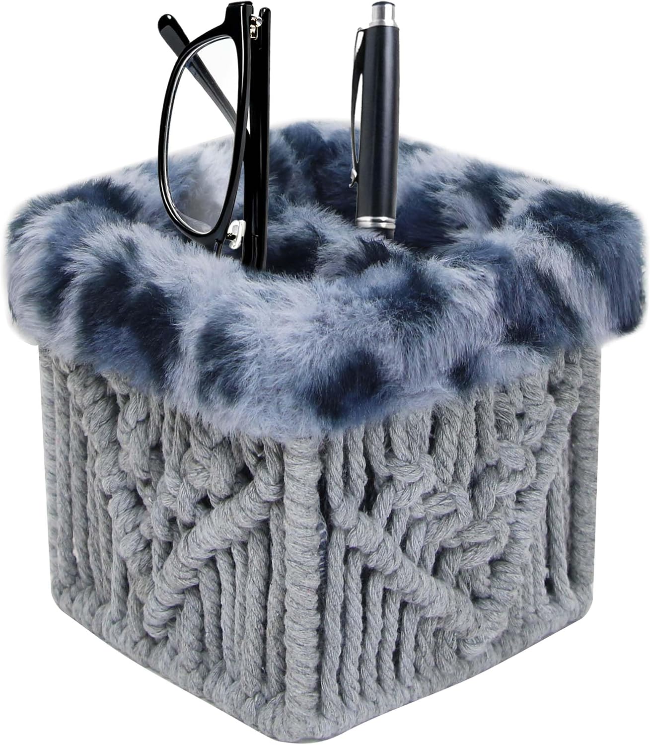 Plush Lined Glasses Eyeglass Holder Stand for Nightstand | Anti-scratch Glasses Stand Case,Cotton Rope Eyeglasses Holder, Storage Organizer for Office Desk