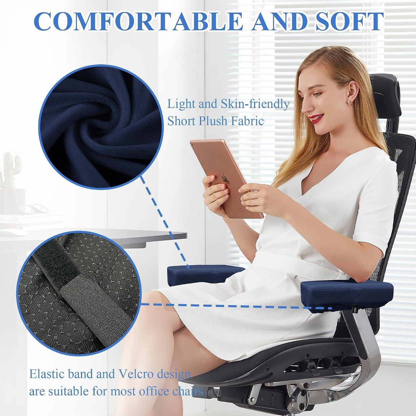 Office Chair Arm Pads Desk Chair Arm Covers Soft Elbow Cushion | Soft Fabric, Fits Office And Gaming Chairs, 2 PCS Elbow Cushion For Gaming Chair,Desk Chair Arm Pads,Desk Chair Arm Pads