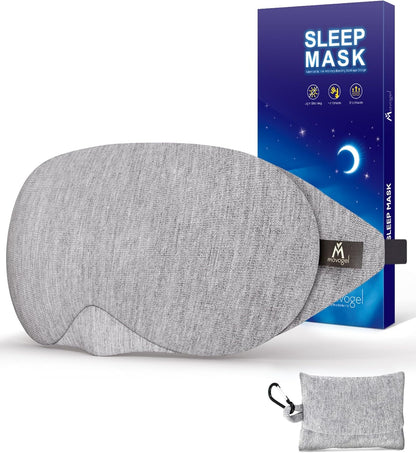 Mavogel Cotton Sleep Eye Mask, Light Blocking with Adjustable Nose Bridge | Updated Design, Soft and Comfortable Night Eye Mask for Men Women, Eye Blinder for Shift Work, Includes Travel Pouch, Grey