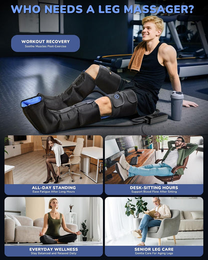Leg Compression Massager with Heat for Circulation and Pain Relief