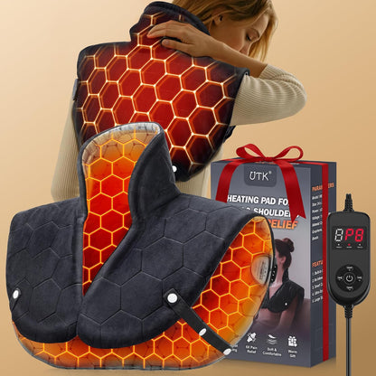 30s Fast Heating Pad for Neck Shoulders and Back, 6X Deeper Pain Relief