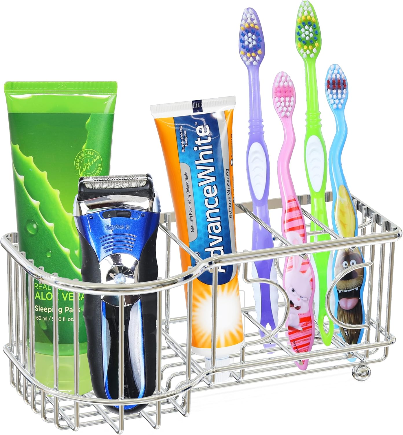 Simple Houseware Multi-Functional 6 Slots Toothbrush Holder, Bronze