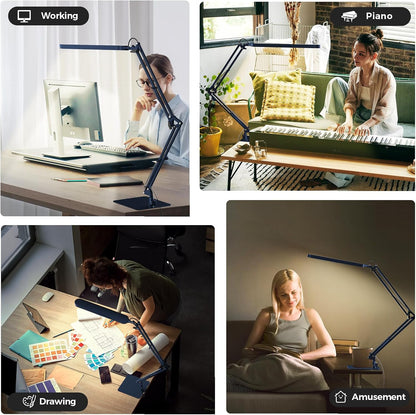 SKYLEO Desk Lamp for Home Office, Eye Comfortable LED Desk Light for Long Hours, Adjustable Swing Arm with Memory Function, Black
