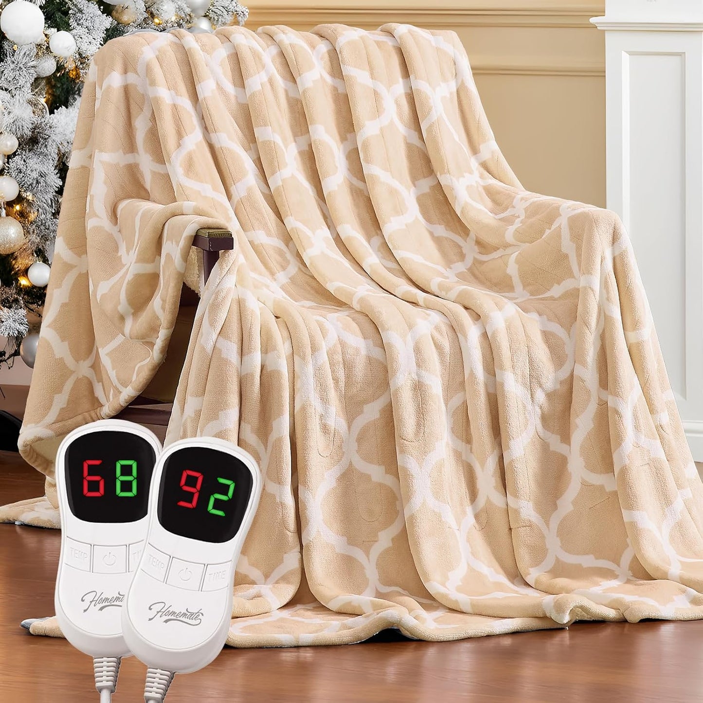 Homemate Heated Blanket Electric Throw - 50“x60“ Heating Blanket with 10 Fast Heat Levels 8 Hours Auto Off Soft Cozy Flannel Over-Heated Protection ETL Certification Keep Warming in Home | Throw with 10 Fast Heat Levels 8 Hours Auto Off Over-Heated