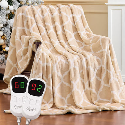 Homemate Heated Blanket Electric Throw - 50“x60“ Heating Blanket with 10 Fast Heat Levels 8 Hours Auto Off Soft Cozy Flannel Over-Heated Protection ETL Certification Keep Warming in Home | Throw with 10 Fast Heat Levels 8 Hours Auto Off Over-Heated
