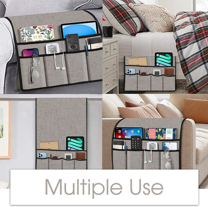 Joywell Remote Caddy Couch Remote Control Holder for Recliner Sofa Armrest Organizer Non Slip Arm Chair Caddie with 6 Pocket Storage for Magazine, Tablet, Phone, iPad, Black
