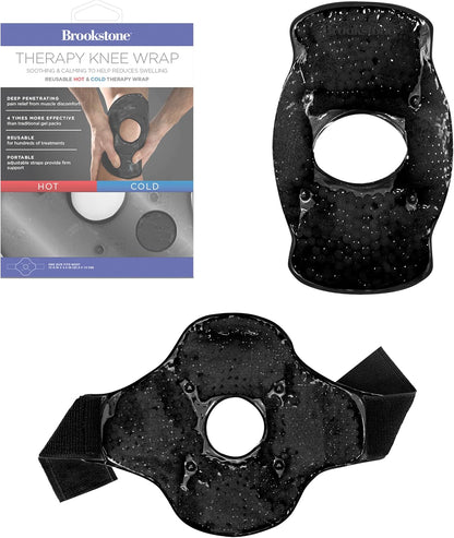 Brookstone Knee Ice Pack Wrap with Silica Beads - Hot & Cold Therapy for Pain Relief - Reusable Ice Packs for Knees for Swelling, Injuries & Post-Surgery Recovery, Ideal Mothers Day Gift, Azure Blue
