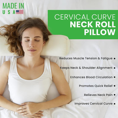Bean Products Natural Organic Cotton Kapok Neck Roll Pillow 4" Dia x 12"