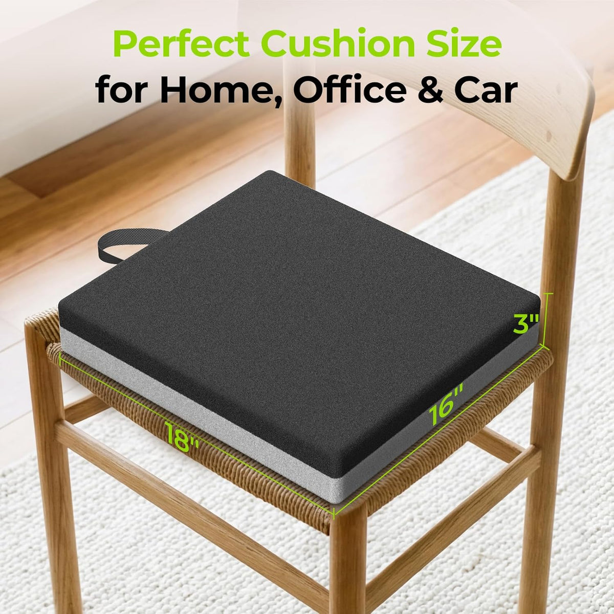 AUVON Ventilation Seat Cushion with Innovation Heat Dissipation Design, Wheelchair Cushion with Supportive Memory Foam, Waterproof & Anti-Slip Cover, Improve & Tailbone Comfort (Black, X-Large)
