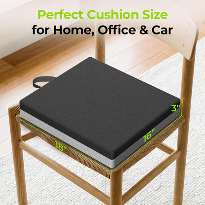 AUVON Ventilation Seat Cushion with Innovation Heat Dissipation Design, Wheelchair Cushion with Supportive Memory Foam, Waterproof & Anti-Slip Cover, Improve & Tailbone Comfort (Black, X-Large)