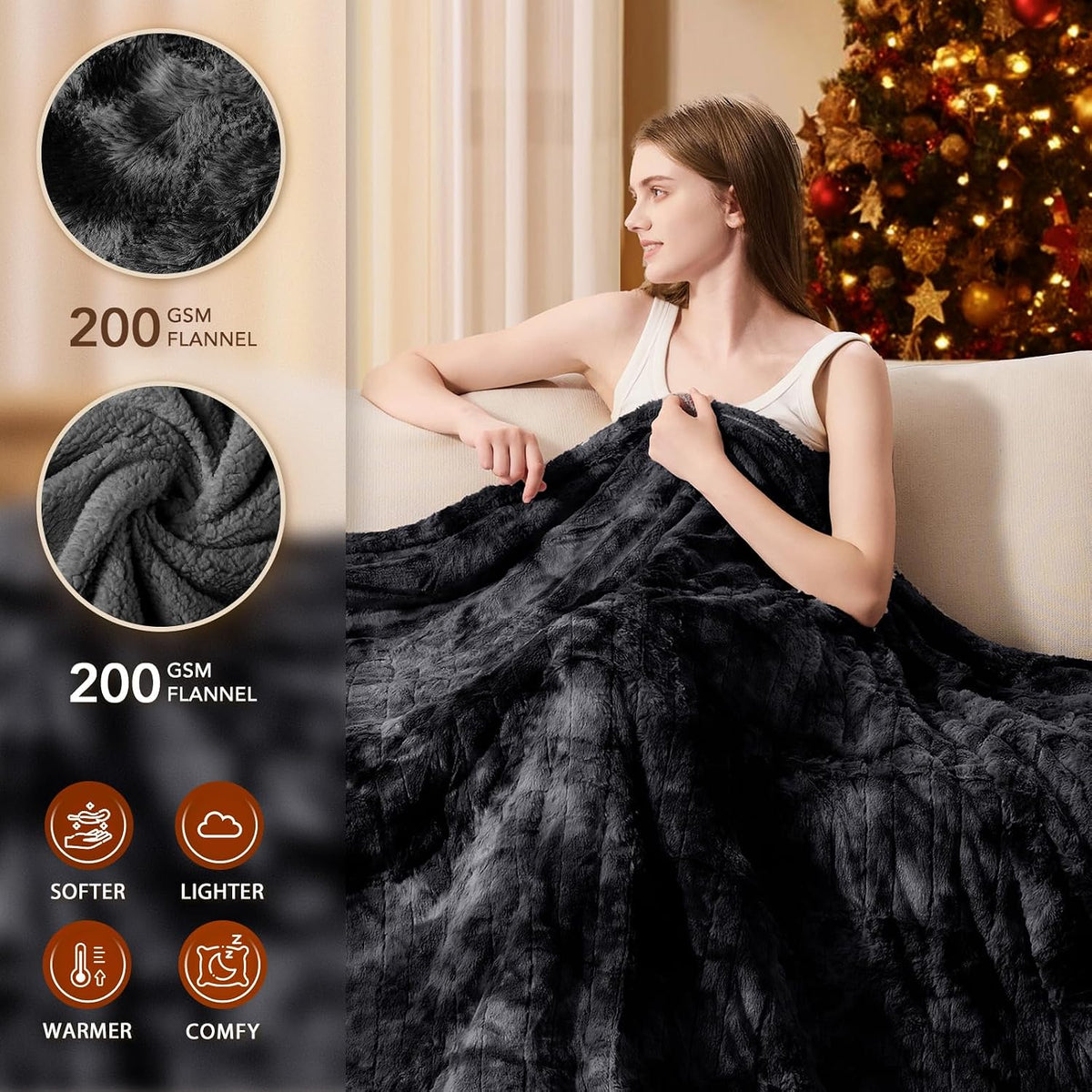 Homemate Heated Blanket Electric Heating Throw 50x60 Plush Faux Fur Sherpa