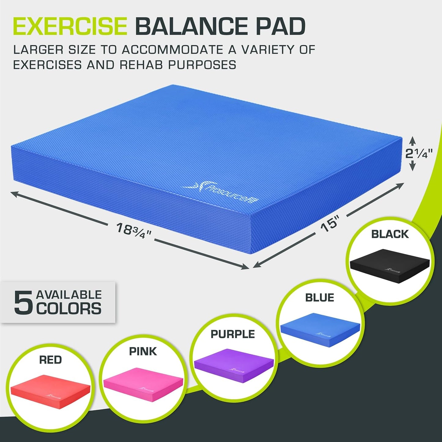 ProsourceFit Exercise Balance Pad, Non-Slip Cushioned Foam Mat & Knee Pad for Fitness and Stability Training, Yoga, Physical Therapy