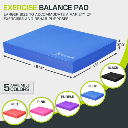 ProsourceFit Exercise Balance Pad, Non-Slip Cushioned Foam Mat & Knee Pad for Fitness and Stability Training, Yoga, Physical Therapy