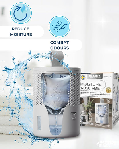 Closet dehumidifier - Absodry by Torrbollen Moisture Absorber 1.3lb Bag — Dehumidifier for Bedroom, humidity absorber, Air Freshener and Purifier for Home Up to 90 Days, 269 ft² (White)