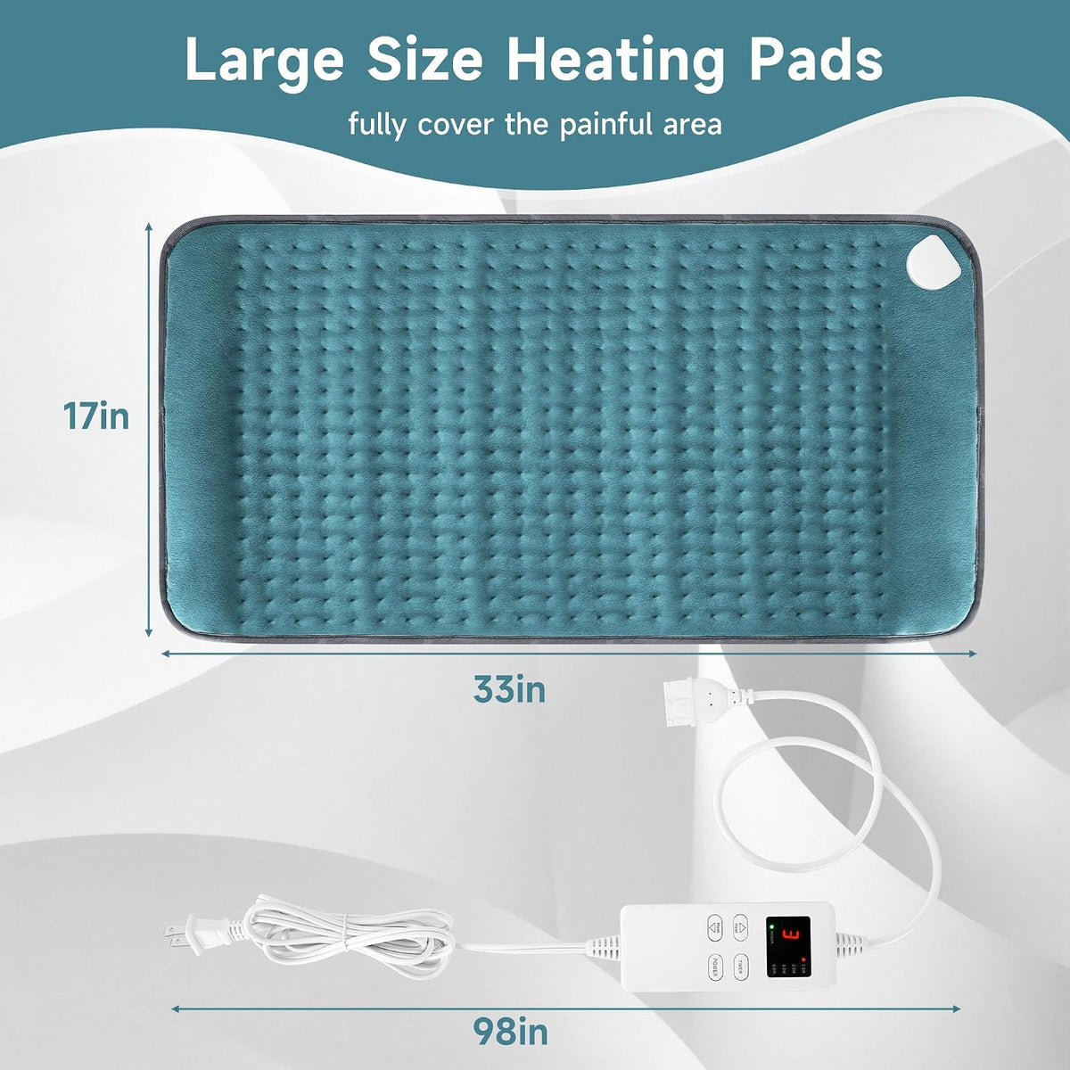 NBKLS Heating Pads for Back Neck Shoulder Pain, Electric Heating Pad Auto Shut Off, Fast Heat, Large Heating Pad Christmas Gift for Women Men, Birthday Gifts for Mom Dad (Blue)