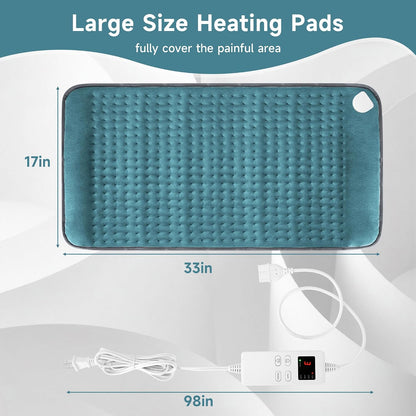 NBKLS Heating Pads for Back Neck Shoulder Pain, Electric Heating Pad Auto Shut Off, Fast Heat, Large Heating Pad Christmas Gift for Women Men, Birthday Gifts for Mom Dad (Blue)