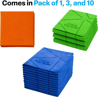 COLD FACTOR Instant PVA Cooling Towels, Cooling Neck Wraps, Blue, 3 Pack | 5 Hours of Cooling, UPF 50+, Soft Cooling Towels for Neck and Face, Machine Washable, Ideal for Sports & Workouts, 3"x29.5"
