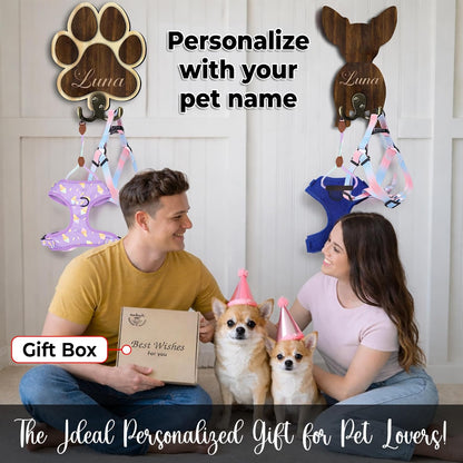 Dog Leash Holder Wall Mount, Pet Harness Hanger with Scrabble Letters, Dog Collar Organizer for Entryway, Memorial Cat Leash Holder for Wall, Pet Loss Gifts, Keepsake, Home Decor PF212-NAT