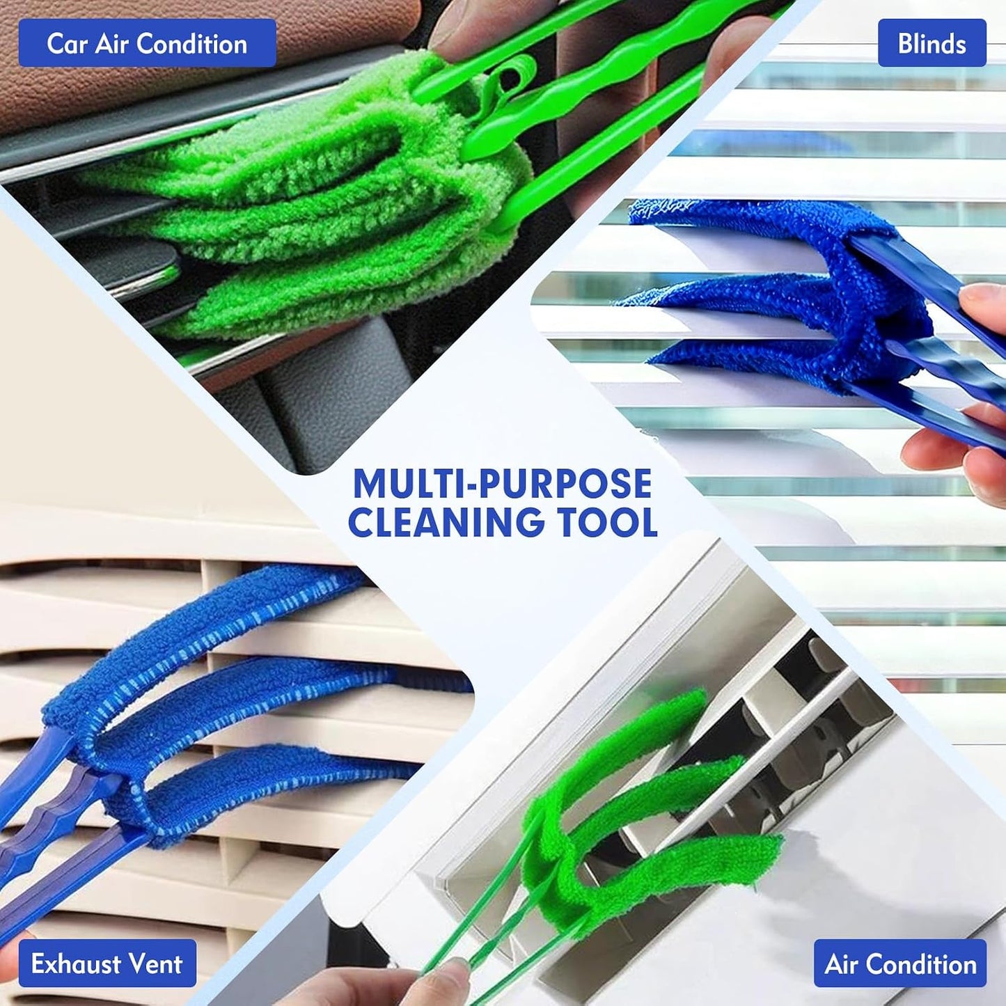 2-Pack Window Blind Cleaner Brush with 6 Washable Microfiber Sleeves | 3-Arm Blind Duster Cleans Top, Bottom, And Sides At Once. Includes 6 Reusable Microfiber Sleeves For Fast, Easy Dust Removal