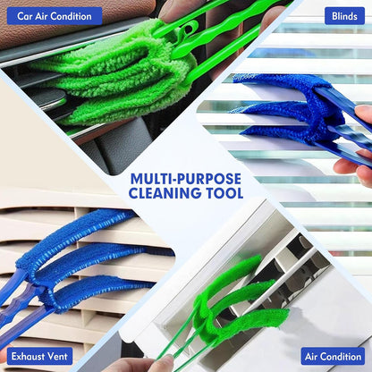 2-Pack Window Blind Cleaner Brush with 6 Washable Microfiber Sleeves | 3-Arm Blind Duster Cleans Top, Bottom, And Sides At Once. Includes 6 Reusable Microfiber Sleeves For Fast, Easy Dust Removal