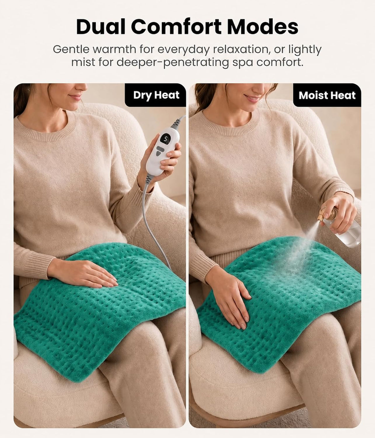 Electric Heating Pad for Back, Cramps, Shoulder, Moist & Dry Heat, 12"x24"