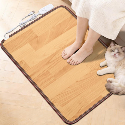 Heated Floor Mat, Foot Warmer Under Desk, Feet Heating Pad with 10 Heat Settings and Timer, Fast Heating for Office, Home, Study Play Room 120V 60W 18.5x14.2 inch SZ