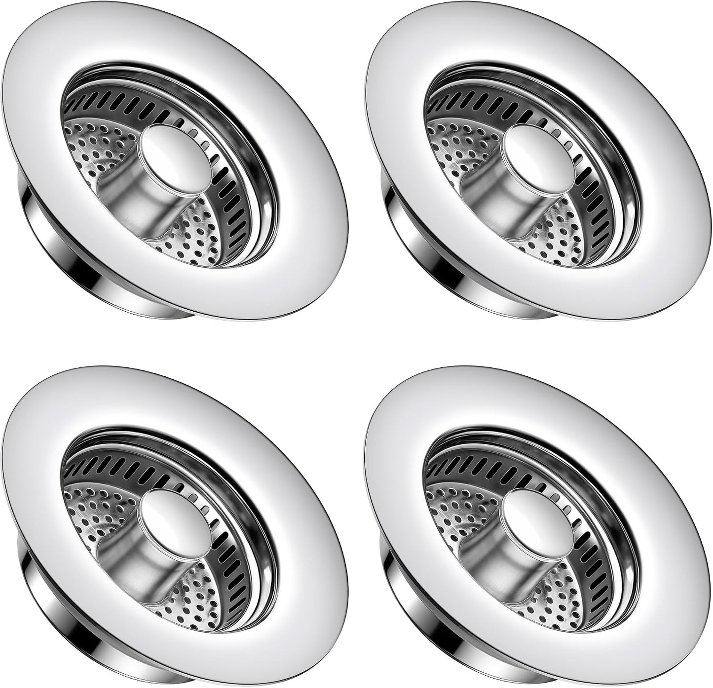 TGOSOMT Kitchen Sink Drain Strainer Stopper, Anti-Clog & Quick Drain | 3-IN-1 Design, Stainless Steel 304, Removable Strainer Basket, Corrosion & Scratch Resistant, Fits US Standard 3-1/2" Drain
