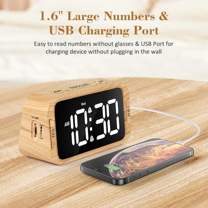 Odokee Digital Dual Alarm Clock for Bedroom with 0-100% Dimmable Display | Easy to Set Alarm Clock with Weekday/Weekend Mode - Loud Alarm for Heavy Sleepers with 5 Sounds Adjustable Volume - Blue